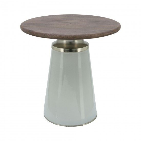 Wooden Top, 18"h Nebular Side Table, Cream