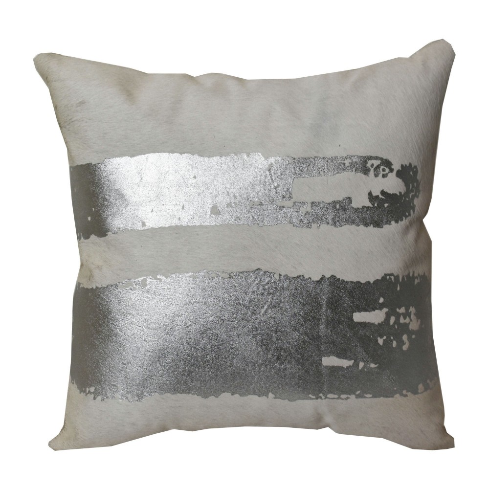 20x20" Leather, Shimmer Decorative Pillow, Silver 20x20" Leather, Shimmer Decorative Pillow, Silver