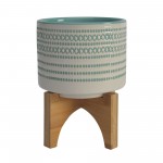 Ceramic 5" Planter On Stand W/ Dots, Turquoise