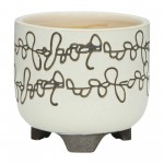 S/2 Ceramic 6/8" Scribble Footed Planter, Beige