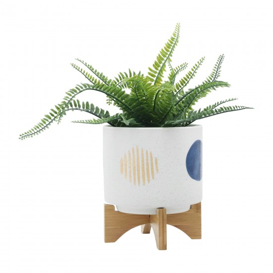 S/2 5/8" Funky Planter W/ Stand, White