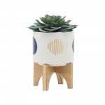 S/2 5/8" Funky Planter W/ Stand, White