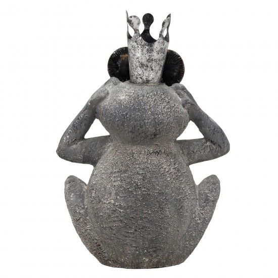 Resin, 21"h No Hear Frog, Gray