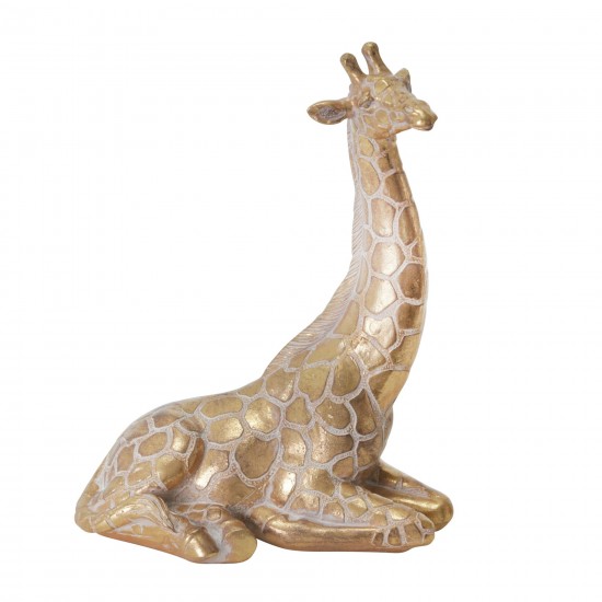 Resin 10" Sitting Giraffe , Gold