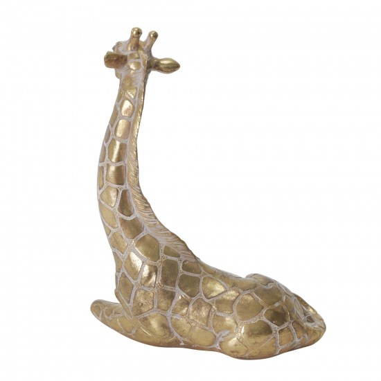 Resin 10" Sitting Giraffe , Gold