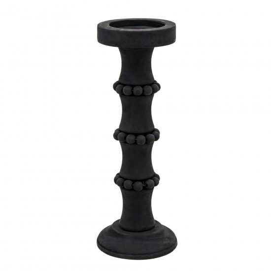 Wood, 14" Antique Style Candle Holder, Black