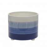 S/2 Ceramic Footed Planter 10/12", Blue Mix