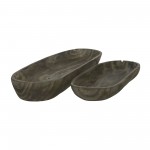 S/2 18/24" Wood Decor Plates, Gray