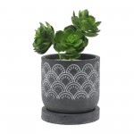 Cem, 5" Fan Planter W/ Saucer, Gray