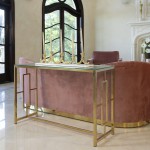 Gold Metal/glass Console Table, Kd