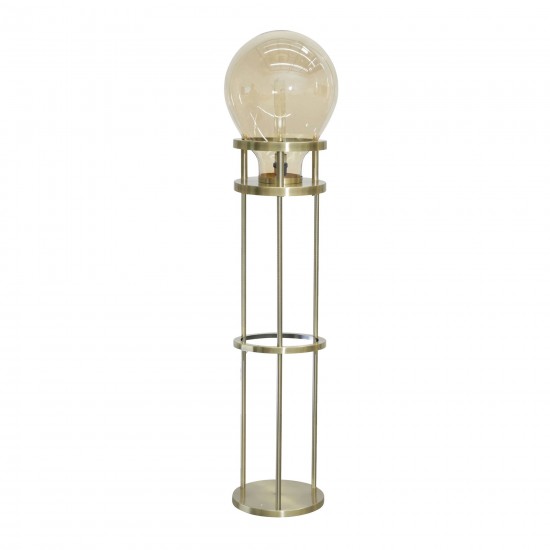 Metal / Glass 61" Bulb Floor Lamp, Smoke/gold-kd