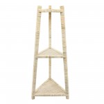 Wood/rattan 37" Corner Triangle Shelf,white