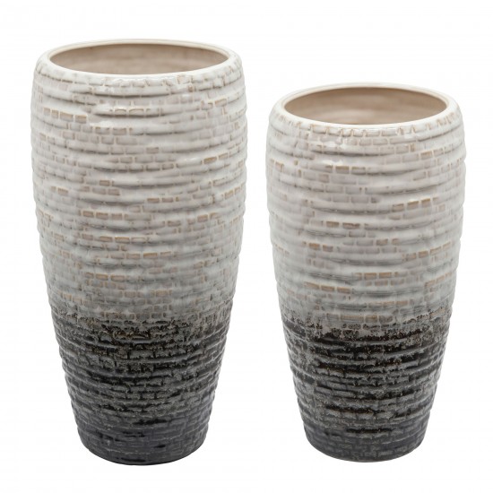 11" Textured Vase, Cream