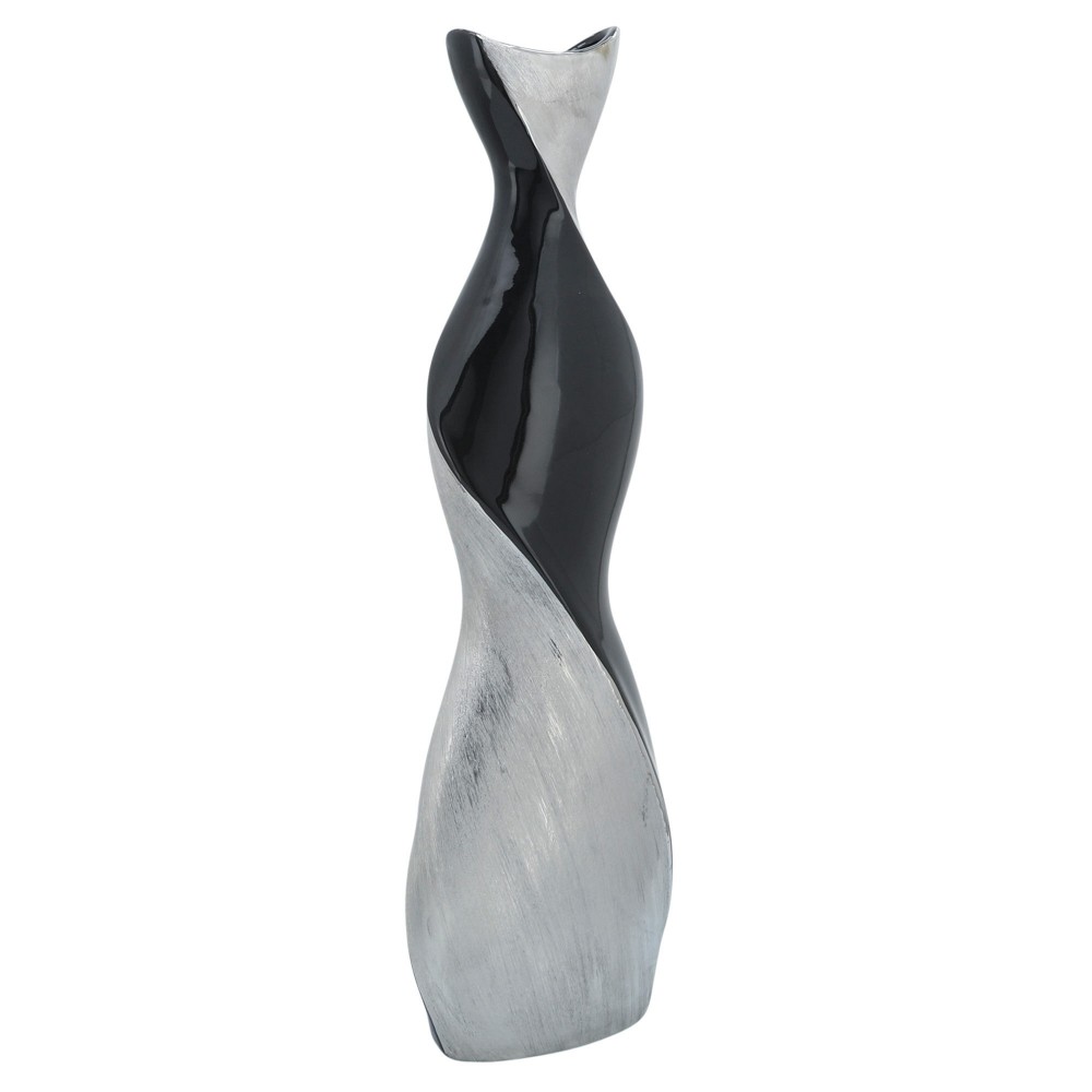 24" Twisted Vase, Black/silver