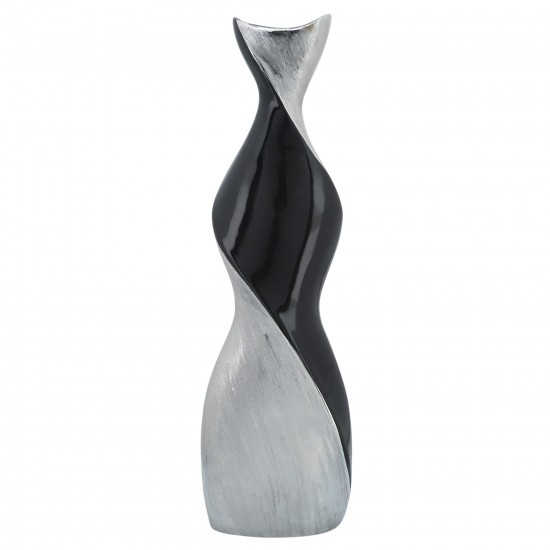 24" Twisted Vase, Black/silver