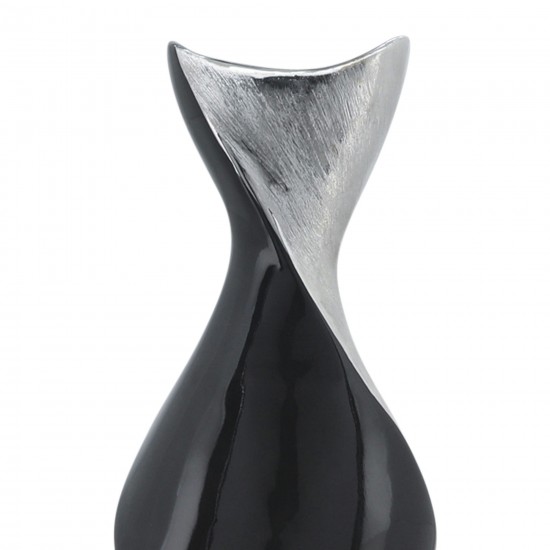 24" Twisted Vase, Black/silver