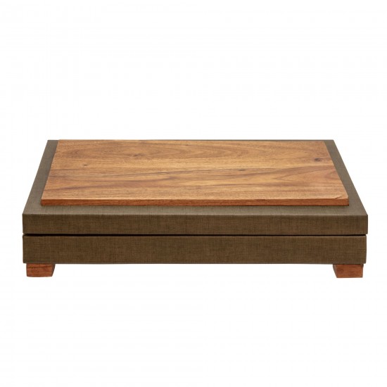 Wood 16" Faux Leather Box W/ Legs, Green