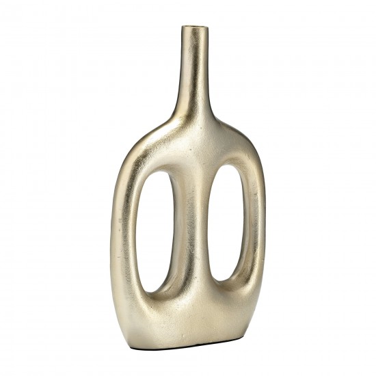 Metal,14"h,hollow Handles Vase,champagne