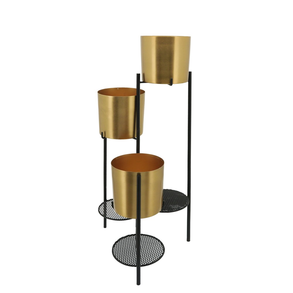 Metal, 32"h 3-layered Folding Planters, Gold/black