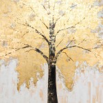 71x71, Hand Painted Autumn Gold Leaf Tree