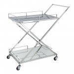 Two Tier 33"h Rolling Bar Cart, Silver