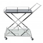 Two Tier 33"h Rolling Bar Cart, Silver