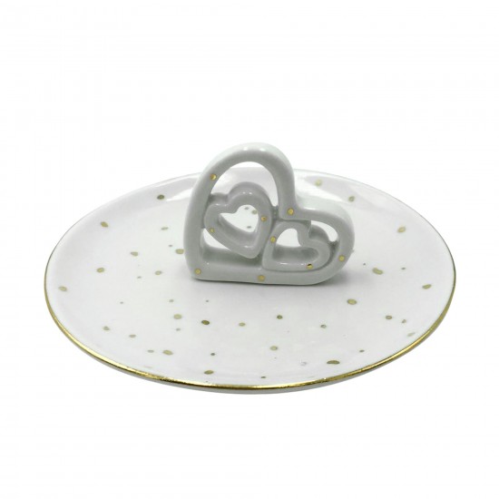 6" Trinket Cut-out Hearts Tray, White