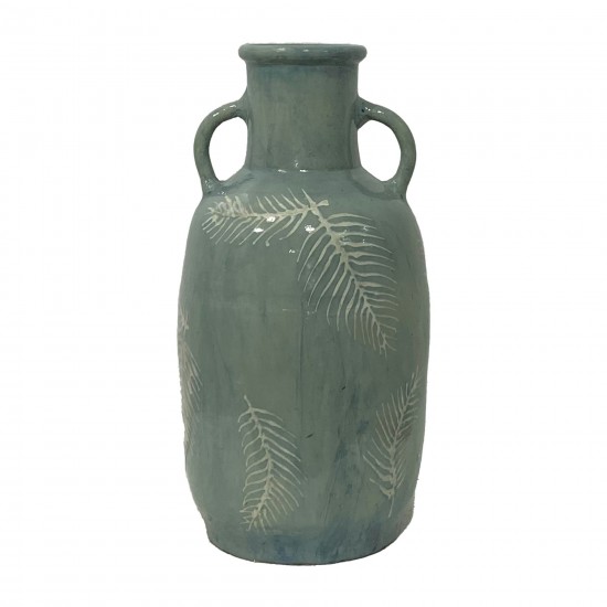 Terracotta, 23"h Leaf Eared Vase, Mint