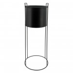 Metal S/3 8/10/12" Round Planters W/ Stand, Black