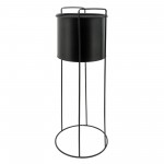 Metal S/3 8/10/12" Round Planters W/ Stand, Black