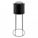 Metal S/3 8/10/12" Round Planters W/ Stand, Black