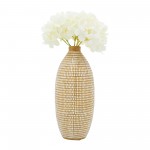 Cer, 12"h Dotted Vase, Tan