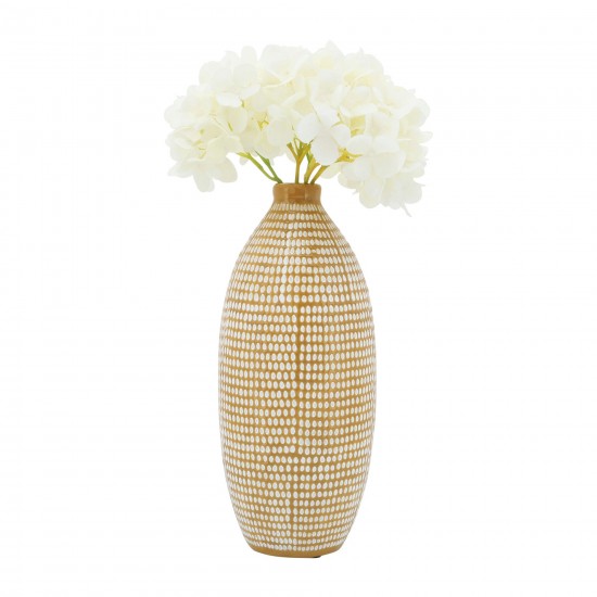 Cer, 12"h Dotted Vase, Tan