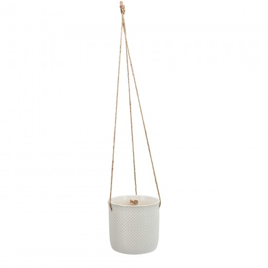 7", Dotted Hanging Planter, White