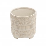 S/2 Ceramic 8/10" Abstract Footed Planter, White