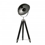 Wood 65" Tripod Spotlight Floorlamp, Black