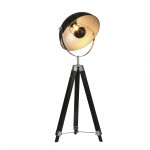 Wood 65" Tripod Spotlight Floorlamp, Black