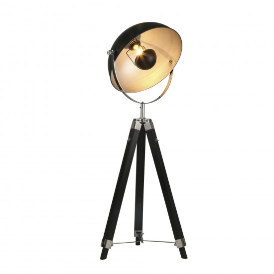 Wood 65" Tripod Spotlight Floorlamp, Black