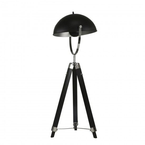 Wood 65" Tripod Spotlight Floorlamp, Black