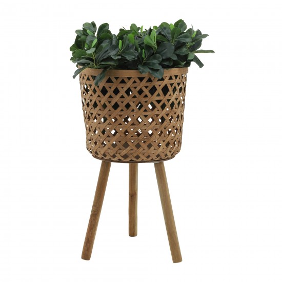 S/3 Bamboo Planters 11/13/15" Natural, Net Pattern