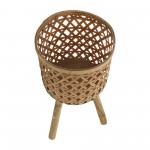 S/3 Bamboo Planters 11/13/15" Natural, Net Pattern