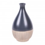 Cer, 11"h 2-tone Teardrop Vase, Creme/blk