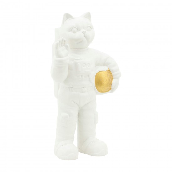 Cer,12",astro Cat Deco,white/gold