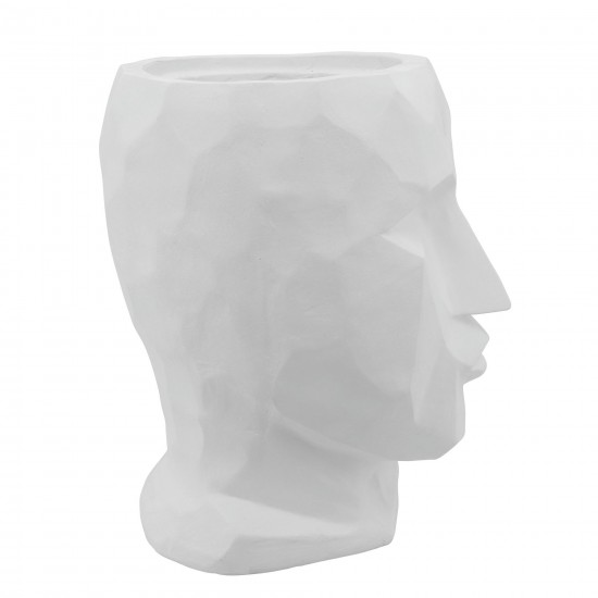 Resin 17"h Face Planter, White