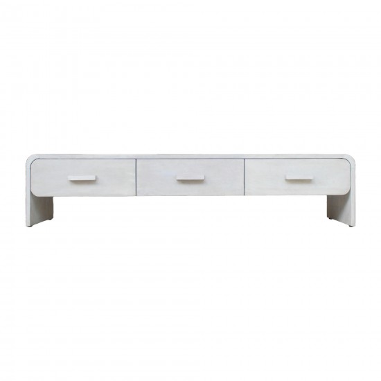 Wood, 71"l Media Stand W/ 3 Drawers, Whitewash