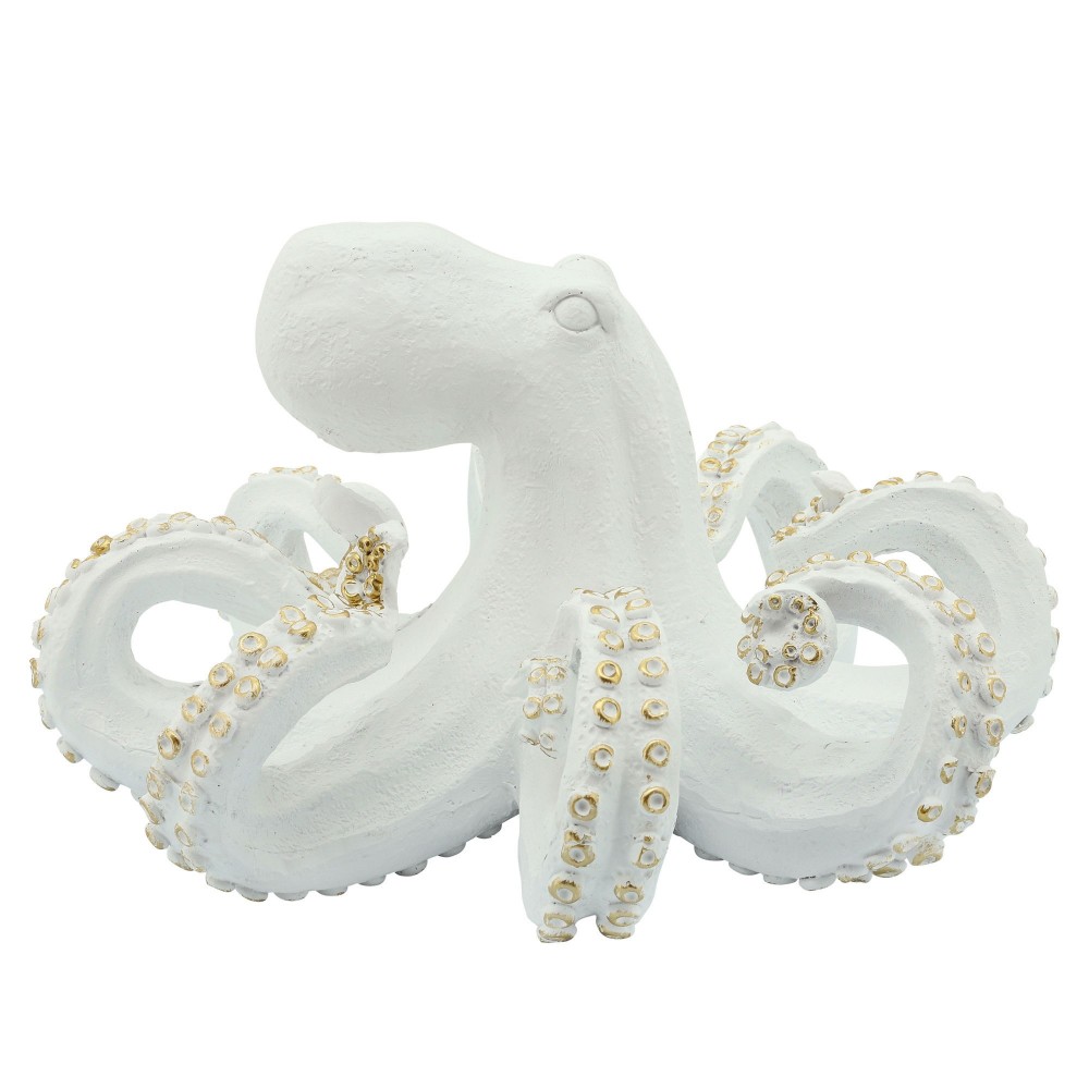 Resin 12" Octopus Table Accent, White