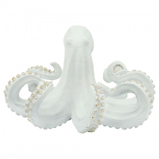 Resin 12" Octopus Table Accent, White