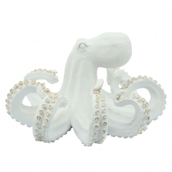 Resin 12" Octopus Table Accent, White