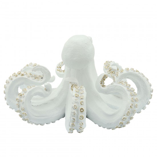 Resin 12" Octopus Table Accent, White