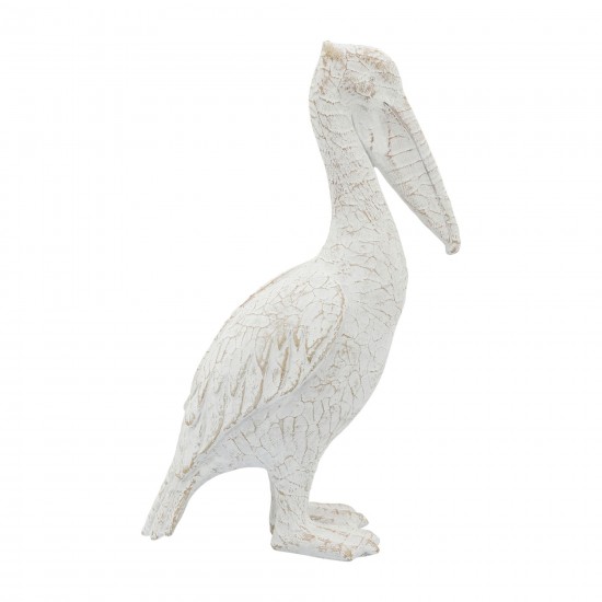 Cer,14"h,standing Pelican, White